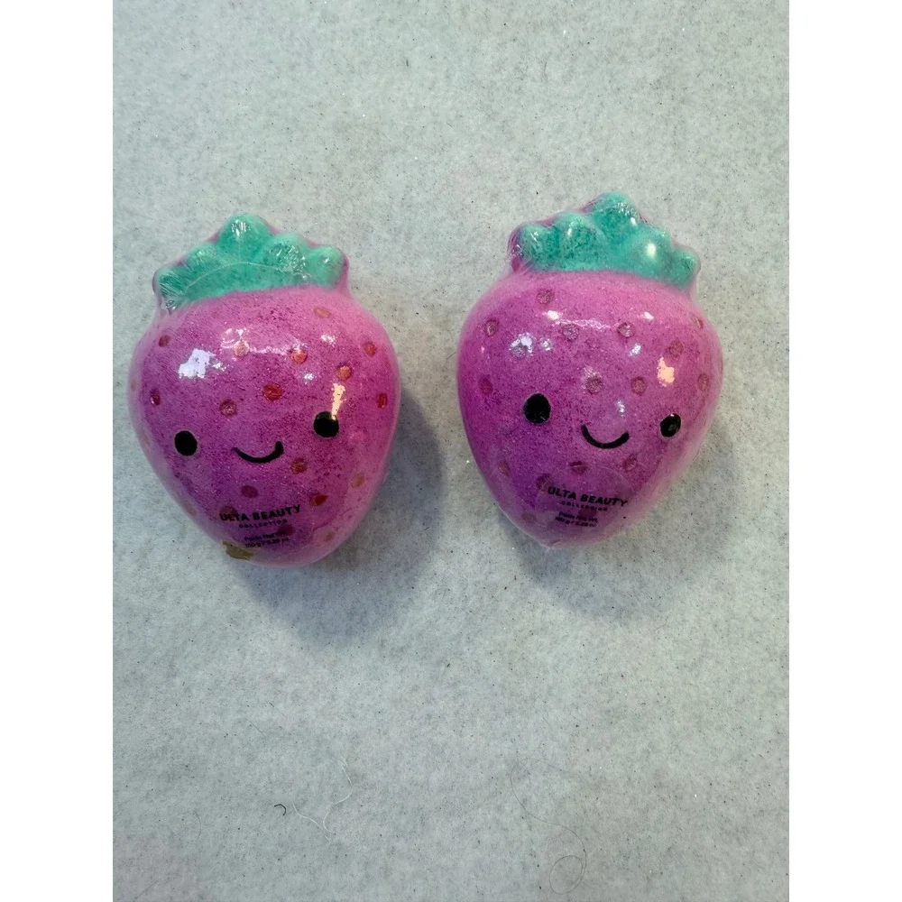 Ulta Beauty Collection Strawberry Bath Fizzer Set of 2 Pink Fruit Bath Bombs 5oz
